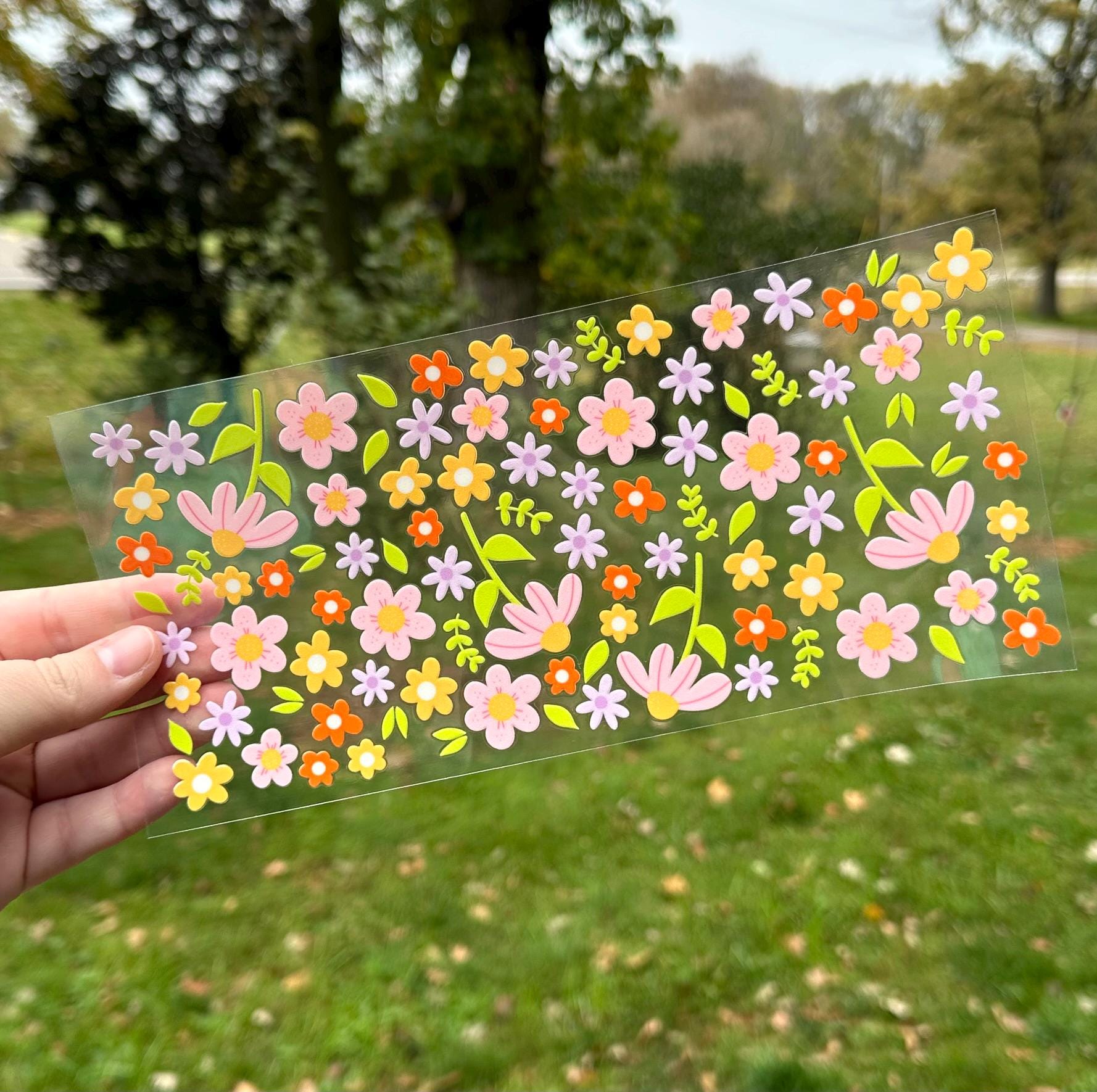 Falling Flowers | UV DTF Can Cup Wrap | Ready to Apply