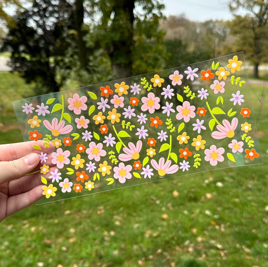 Falling Flowers | UV DTF Can Cup Wrap | Ready to Apply