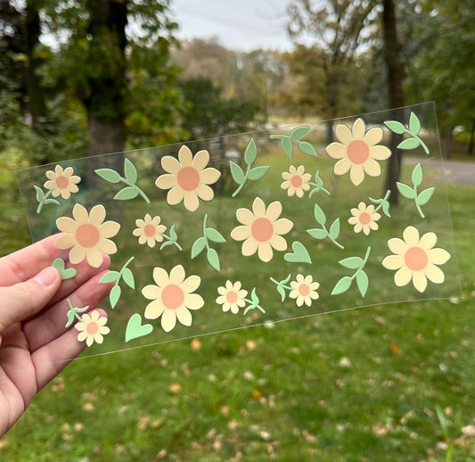 Yellow Flowers | UV DTF Can Cup Wrap | Ready to Apply