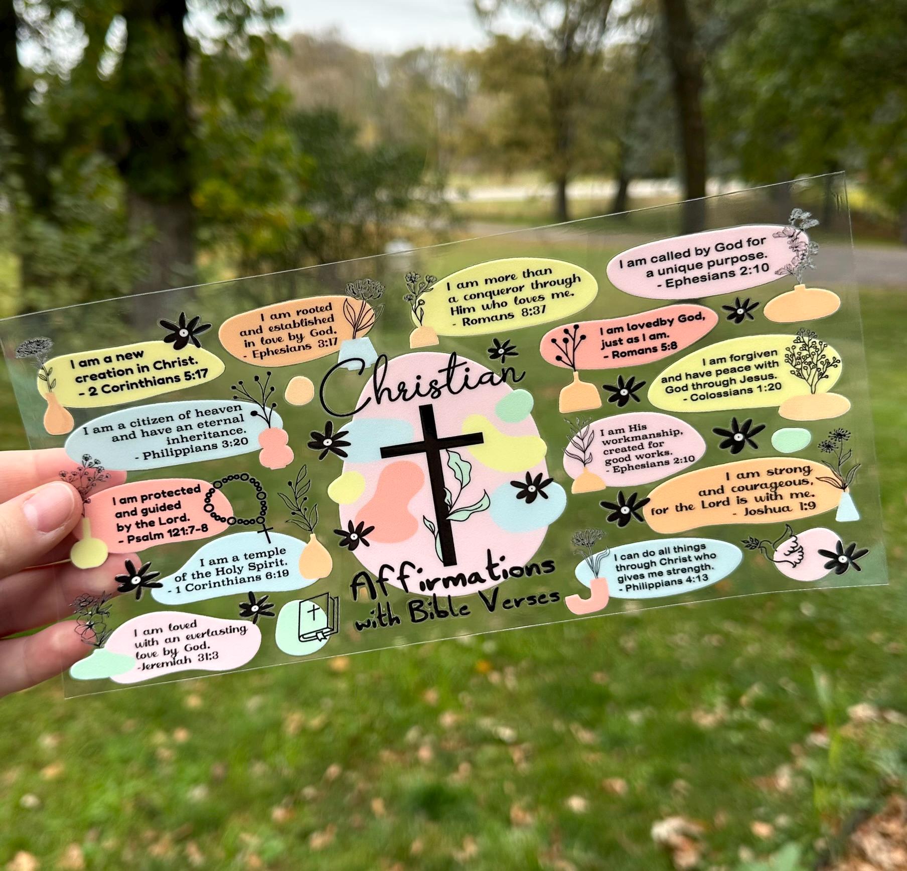 Christian Daily Affirmations | UV DTF Can Cup Wrap | Ready to Apply