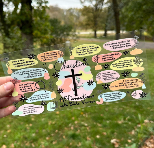 Christian Daily Affirmations | UV DTF Can Cup Wrap | Ready to Apply