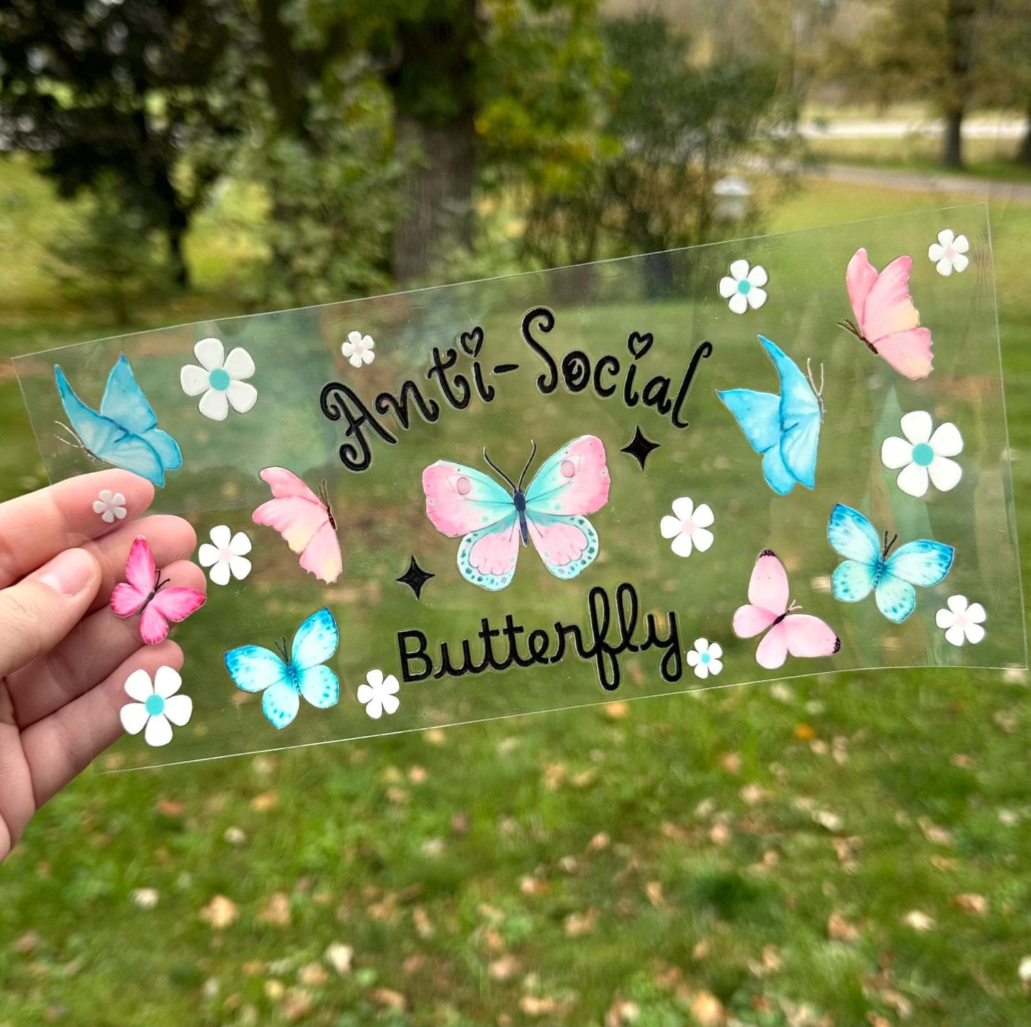 Anti-Social Butterfly | UV DTF Can Cup Wrap | Ready to Apply