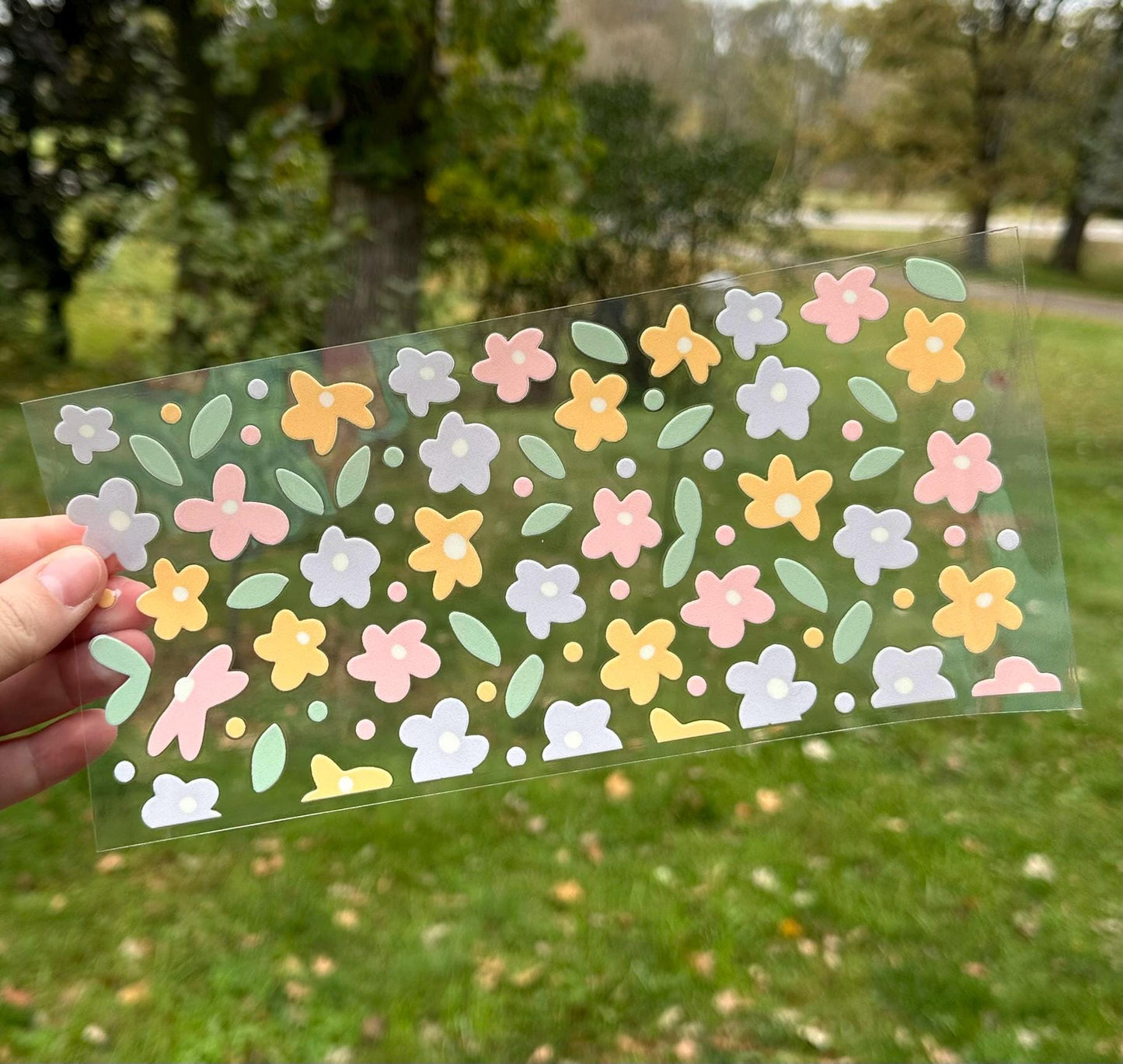 Pastel Flowers | UV DTF Can Cup Wrap | Ready to Apply