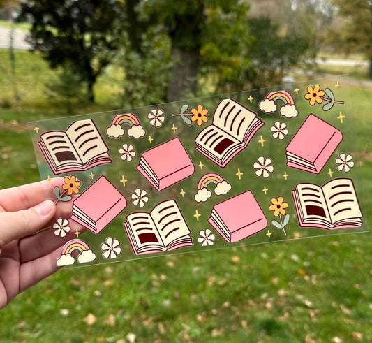 Books and Rainbows | UV DTF Can Cup Wrap | Ready to Apply