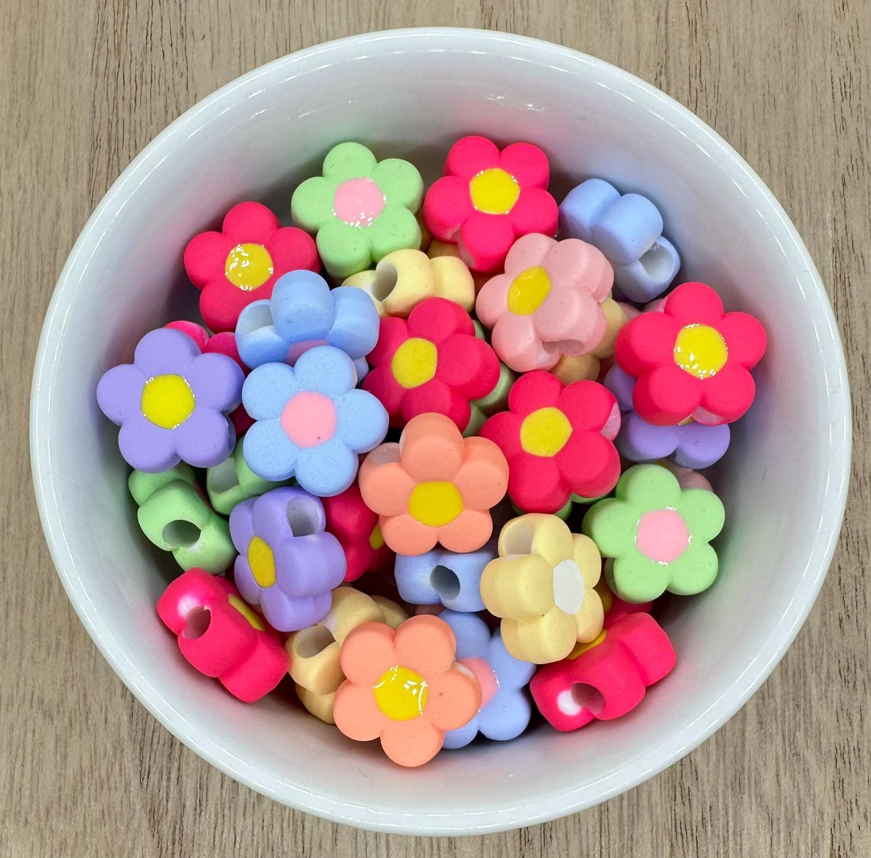 Floral 15mm | 10pcs Round Acrylic Beads