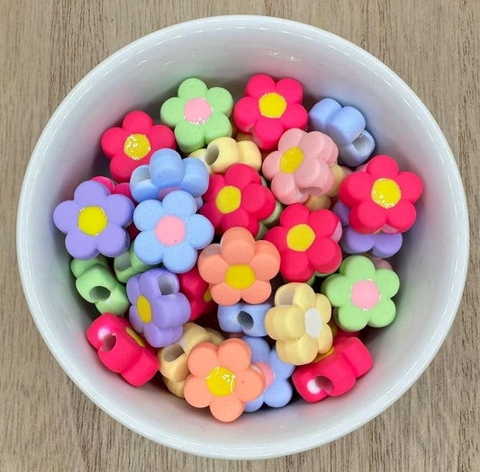Floral 15mm | 10pcs Round Acrylic Beads