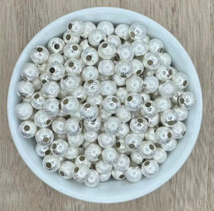 Textured Gold or Silver 8mm | 20pcs Round Metal Beads