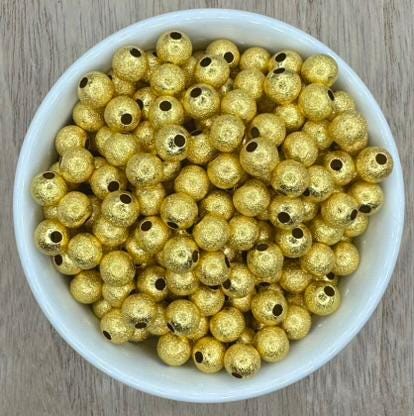 Textured Gold or Silver 8mm | 20pcs Round Metal Beads