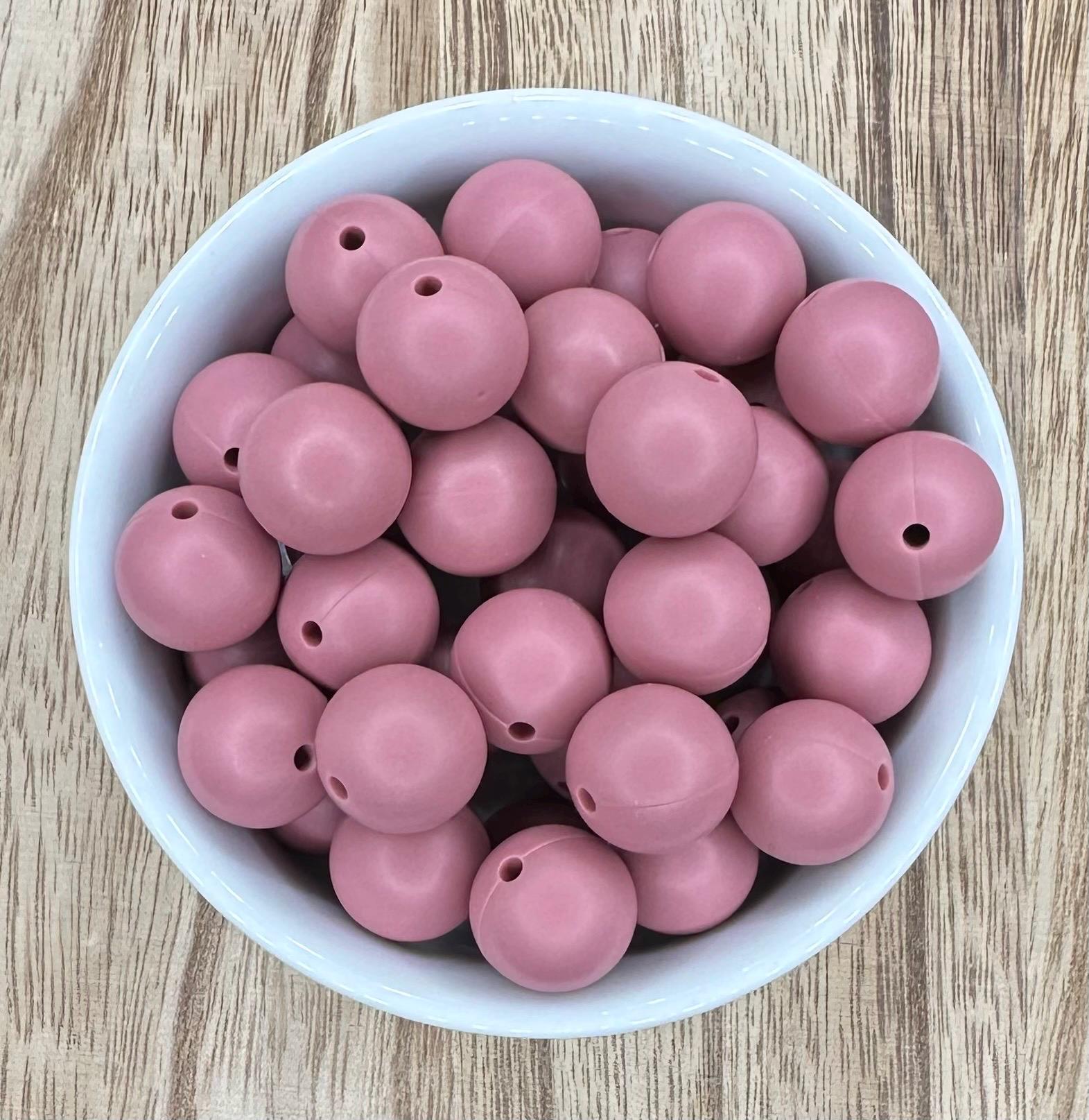 Dark Mauve Solid 15mm Round Silicone Beads