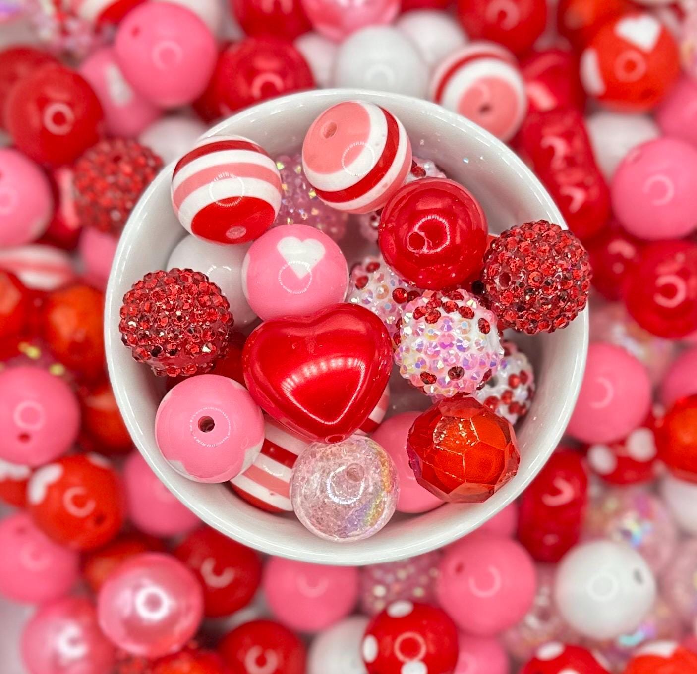 Be My Valentine| Red, Pink, White | 20mm 10pcs Acrylic Bead Mix