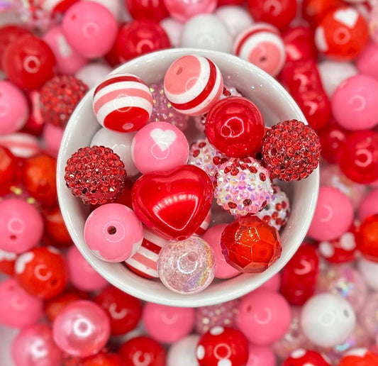 Be My Valentine| Red, Pink, White | 20mm 10pcs Acrylic Bead Mix