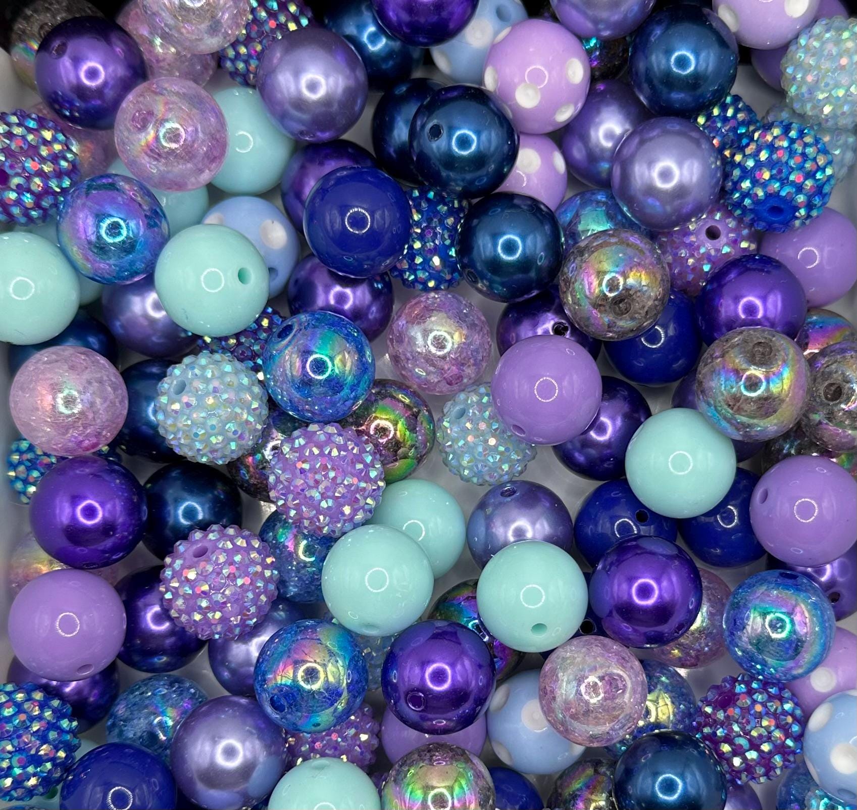 End of the Rainbow Purple and Blue 20mm 10pcs Acrylic Bead Mix