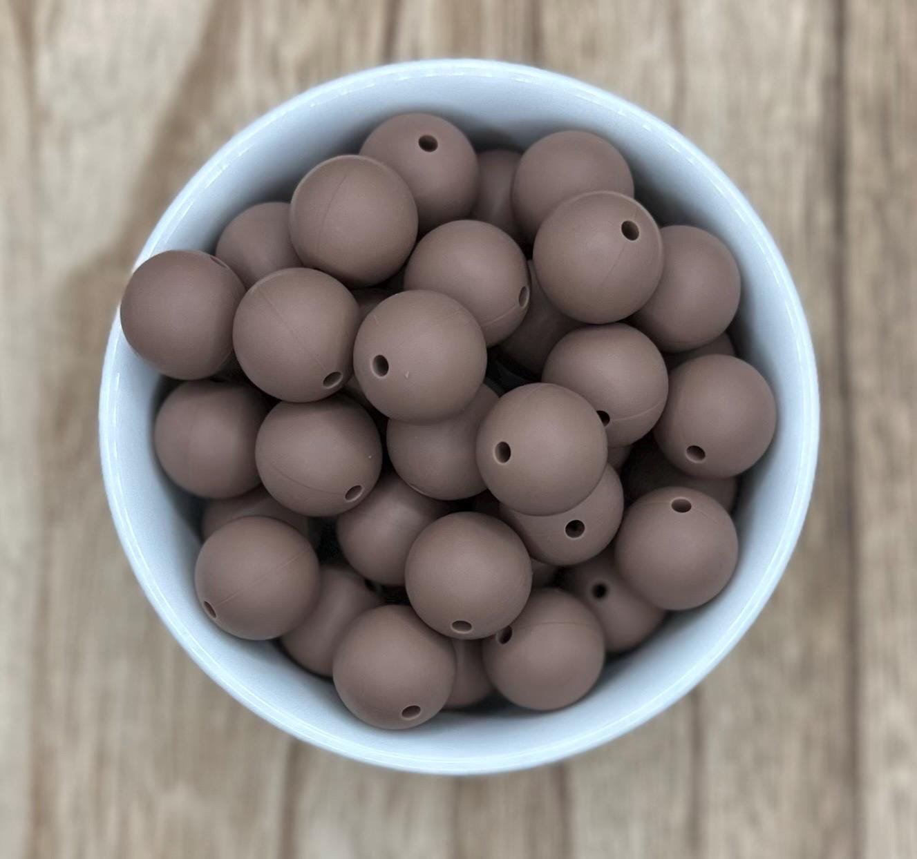 Chocolate 15mm Round Silicone Beads