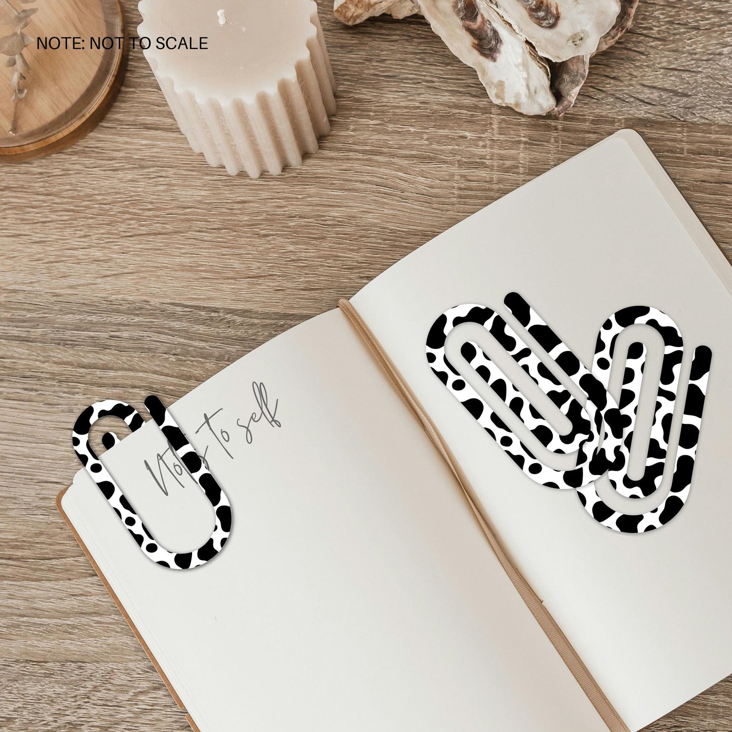Cow Print Extra Large Acrylic Paper Clip (3.94 x 1.97 in) | Jumbo Clear Bookmark | Cute Desk Accessory & Stationery Gift