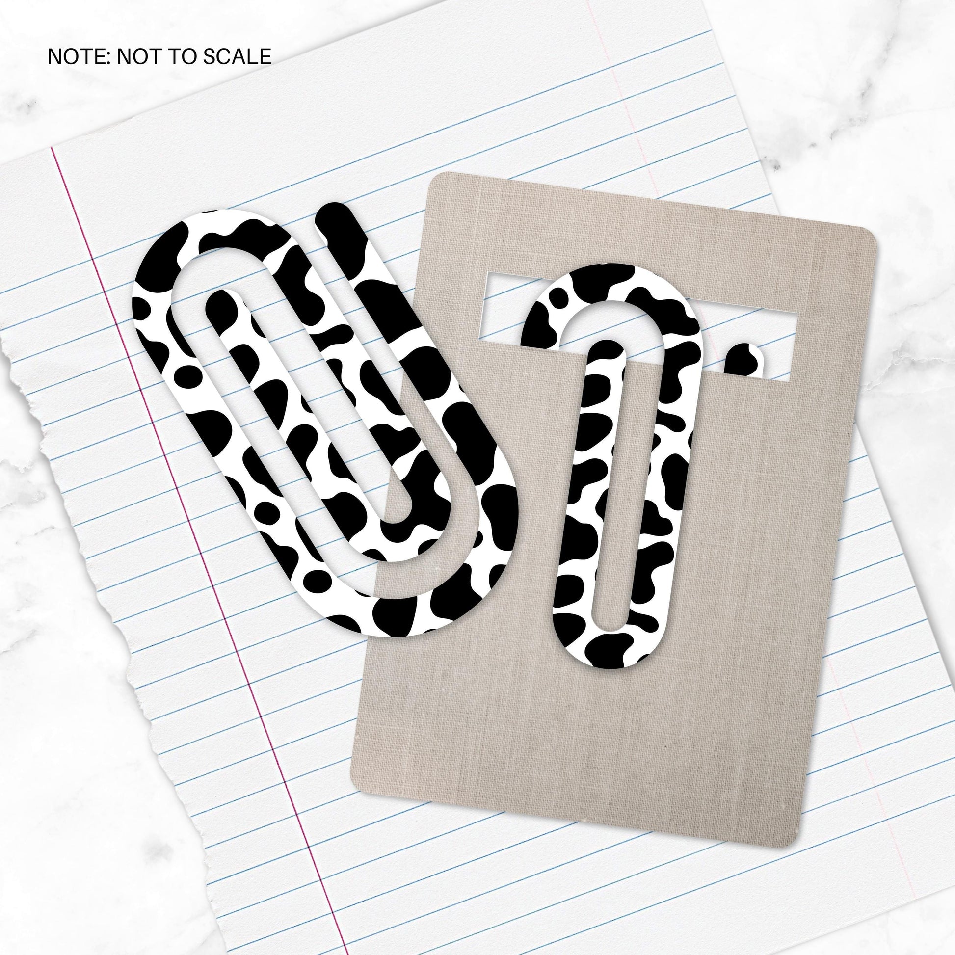 Cow Print Extra Large Acrylic Paper Clip (3.94 x 1.97 in) | Jumbo Clear Bookmark | Cute Desk Accessory & Stationery Gift