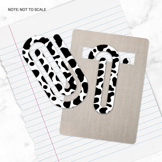 Cow Print Extra Large Acrylic Paper Clip (3.94 x 1.97 in) | Jumbo Clear Bookmark | Cute Desk Accessory & Stationery Gift