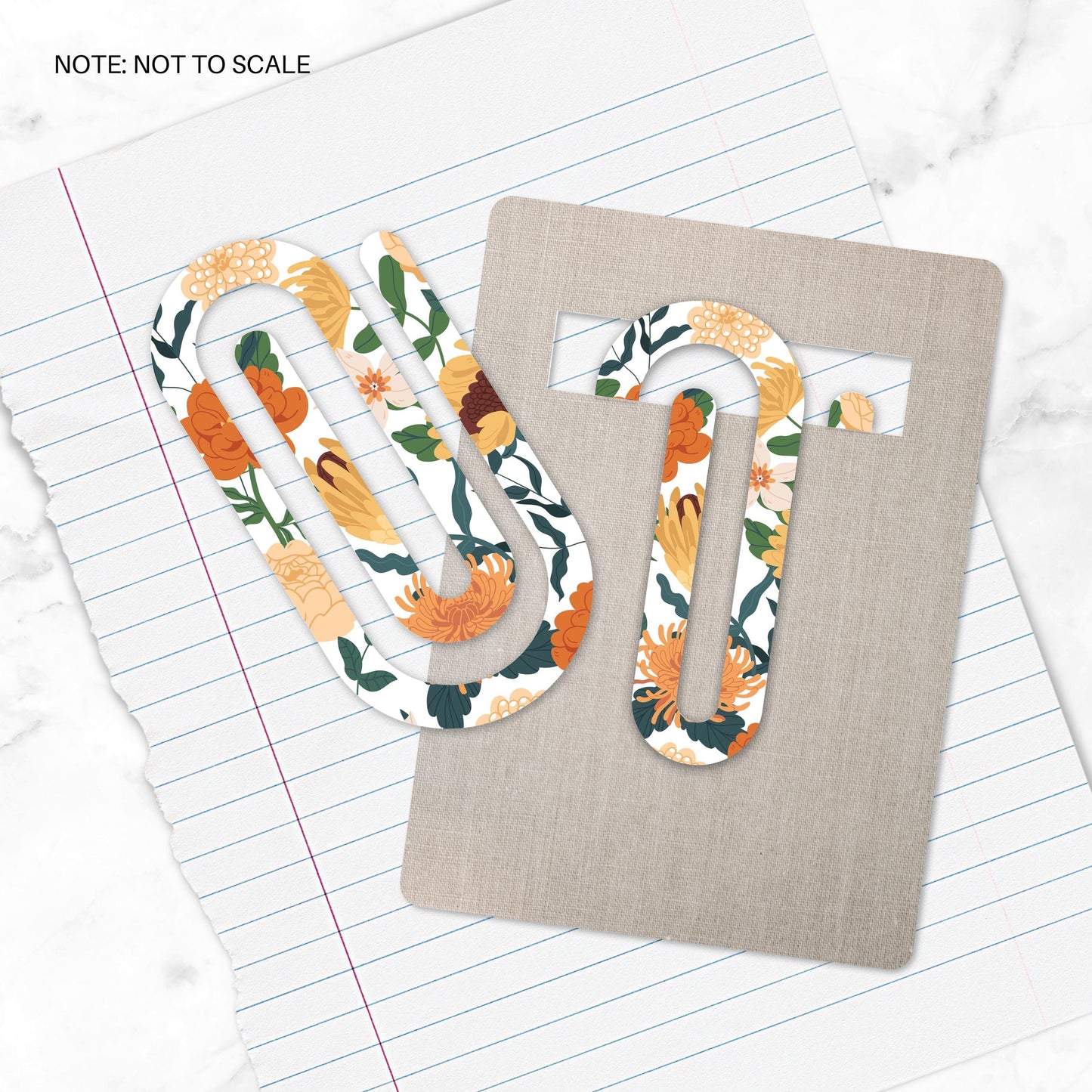 Fall Floral Extra Large Acrylic Paper Clip (3.94 x 1.97 in) | Jumbo Clear Bookmark | Cute Desk Accessory & Stationery Gift
