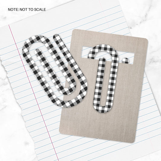 Buffalo Plaid Extra Large Acrylic Paper Clip (3.94 x 1.97 in) | Jumbo Clear Bookmark | Cute Desk Accessory & Stationery Gift