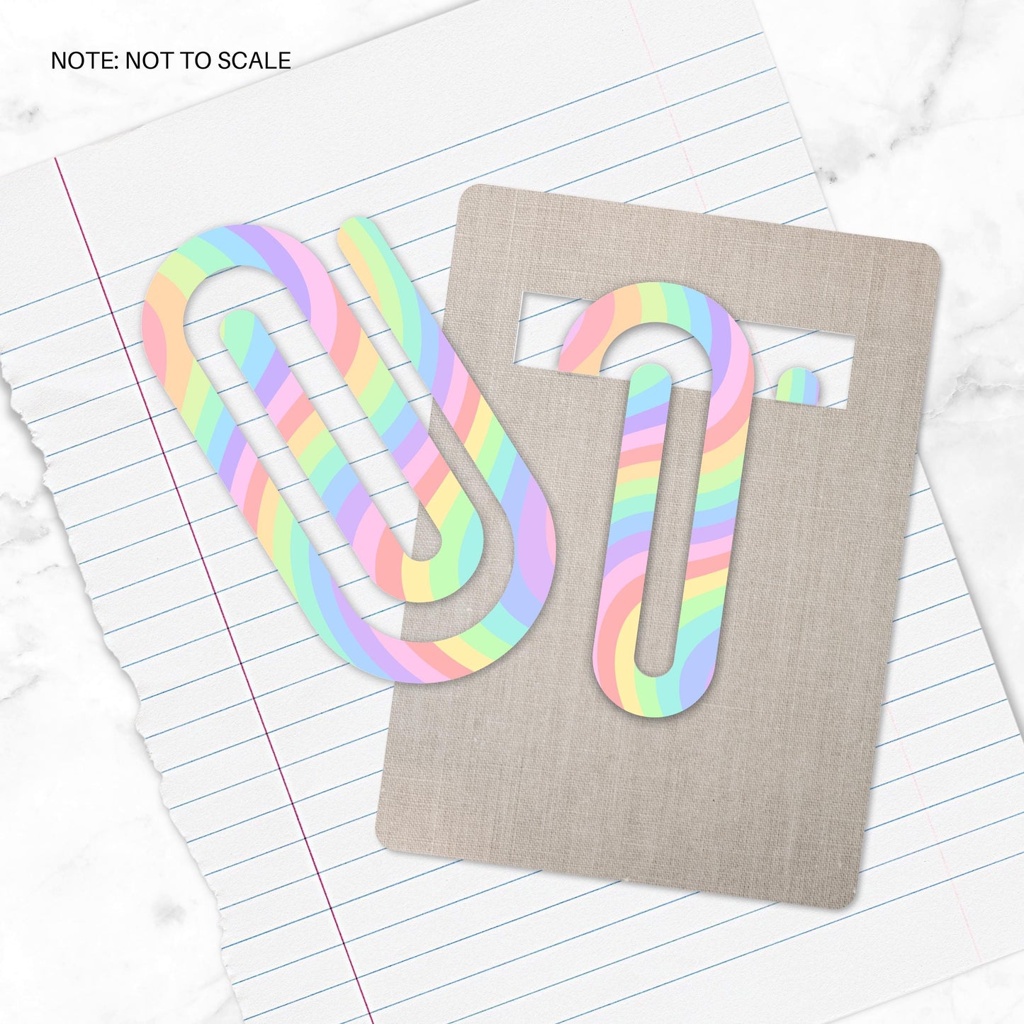 Pastel Rainbow Extra Large Acrylic Paper Clip (3.94 x 1.97 in) | Jumbo Clear Bookmark | Cute Desk Accessory & Stationery Gift