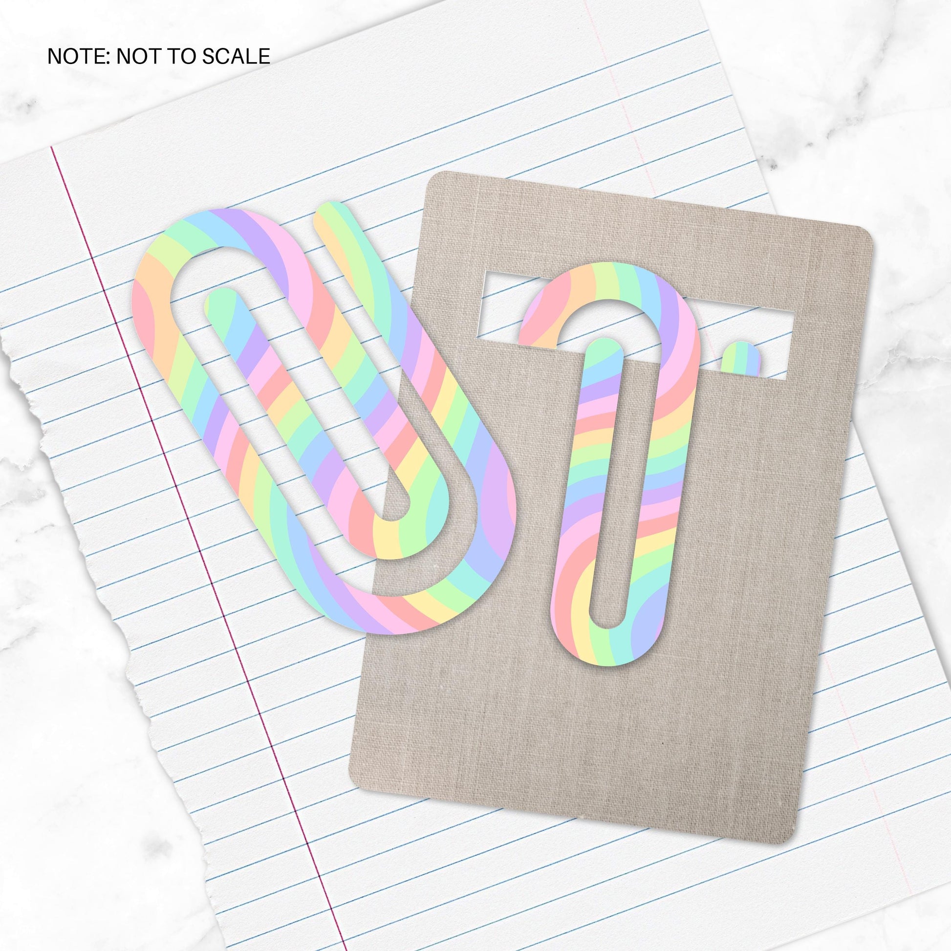 Pastel Rainbow Extra Large Acrylic Paper Clip (3.94 x 1.97 in) | Jumbo Clear Bookmark | Cute Desk Accessory & Stationery Gift