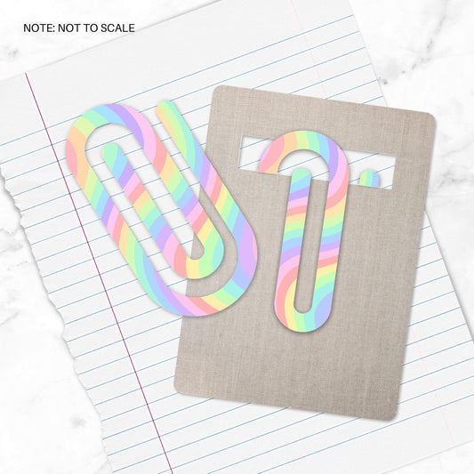 Pastel Rainbow Extra Large Acrylic Paper Clip (3.94 x 1.97 in) | Jumbo Clear Bookmark | Cute Desk Accessory & Stationery Gift