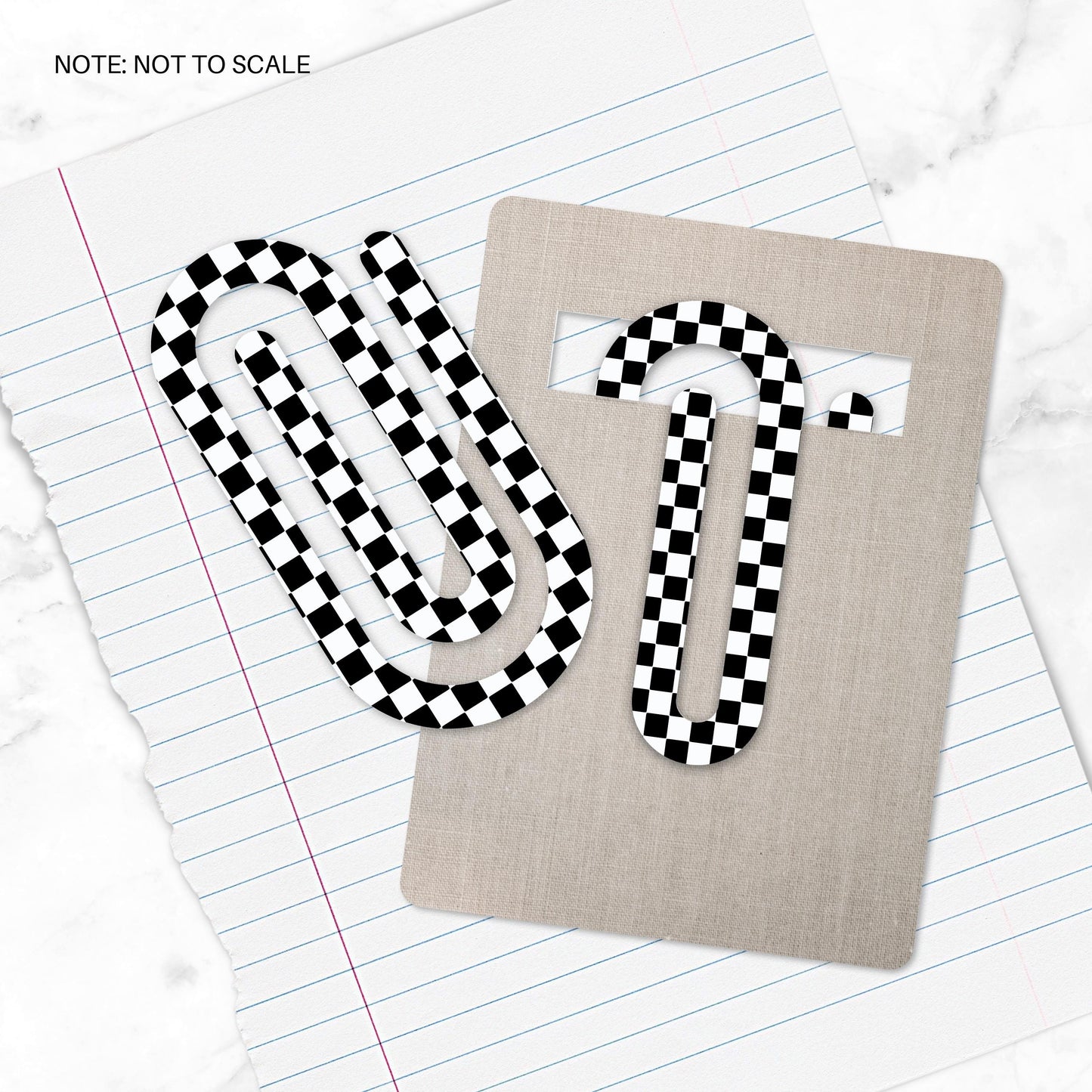 Classic Checkered Extra Large Acrylic Paper Clip (3.94 x 1.97 in) | Jumbo Clear Bookmark | Cute Desk Accessory & Stationery Gift