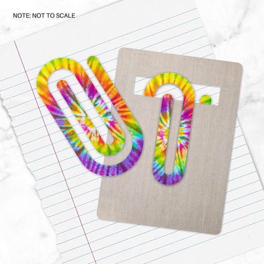 Rainbow Tie Dye Extra Large Acrylic Paper Clip (3.94 x 1.97 in) | Jumbo Clear Bookmark | Cute Desk Accessory & Stationery Gift