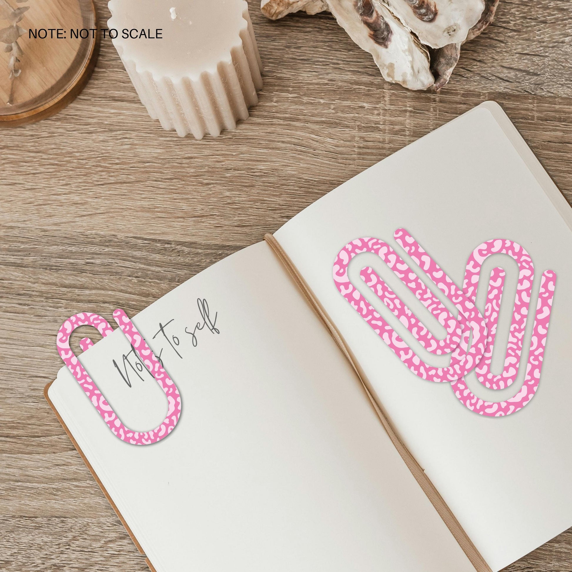 Pink Cheetah Extra Large Acrylic Paper Clip (3.94 x 1.97 in) | Jumbo Clear Bookmark | Cute Desk Accessory & Stationery Gift