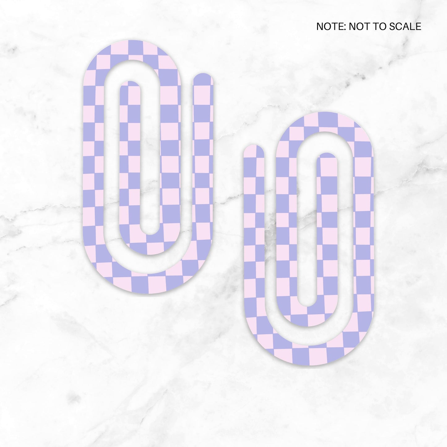 Purple Checkered Print Extra Large Acrylic Paper Clip (3.94 x 1.97 in) | Jumbo Clear Bookmark | Cute Desk Accessory & Stationery Gift