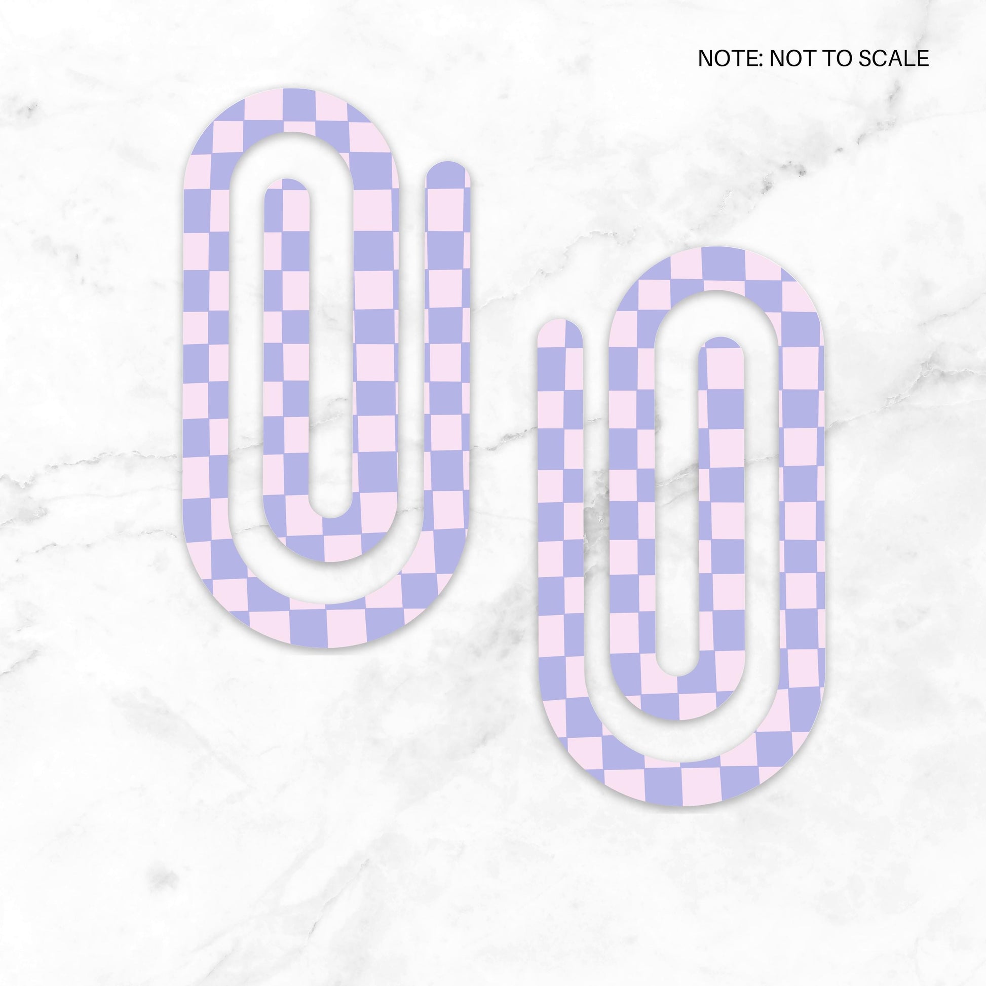 Purple Checkered Print Extra Large Acrylic Paper Clip (3.94 x 1.97 in) | Jumbo Clear Bookmark | Cute Desk Accessory & Stationery Gift