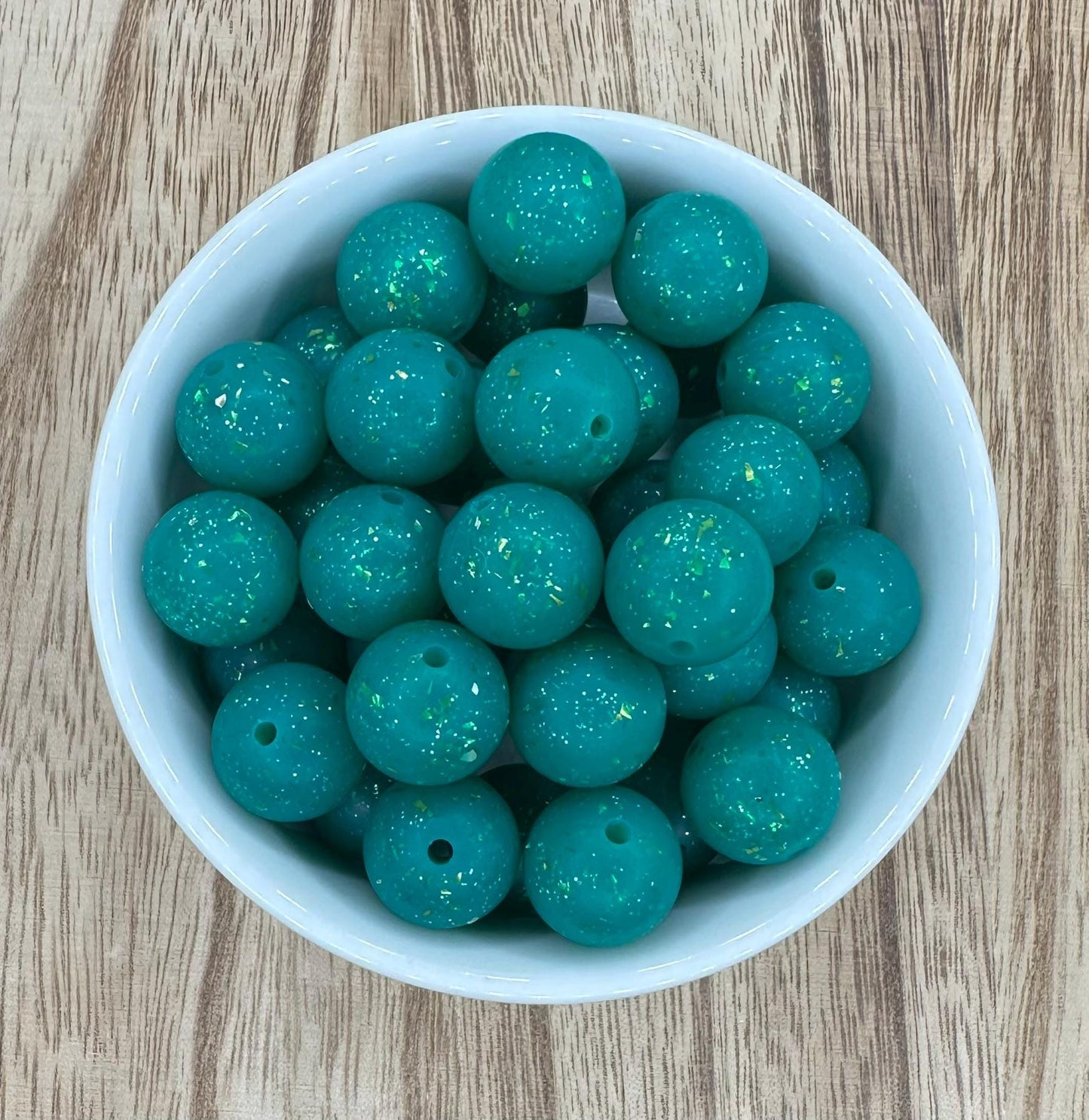 Christmas Tree 15mm Round Printed Silicone Beads