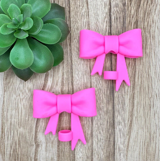Bubble Gum Pink Bow Straw Topper: Food-Grade Silicone Dust Cover