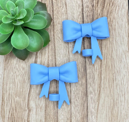 Dusty Blue Matte Pink Bow Straw Topper: Food-Grade Silicone Dust Cover