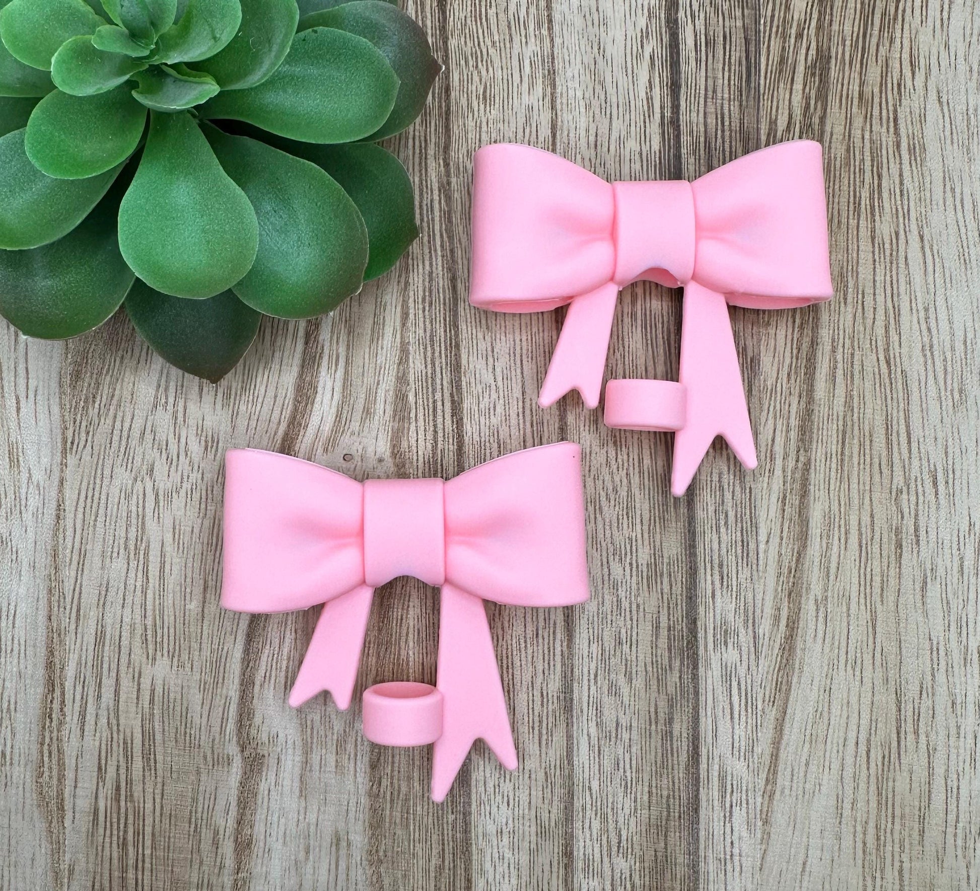 Baby Pink Matte Pink Bow Straw Topper: Food-Grade Silicone Dust Cover