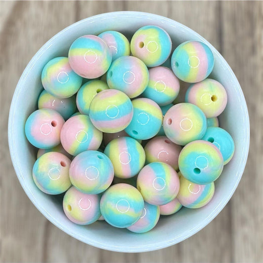 Sherbet Pastel Glossy Liquid 15mm Round Silicone Beads