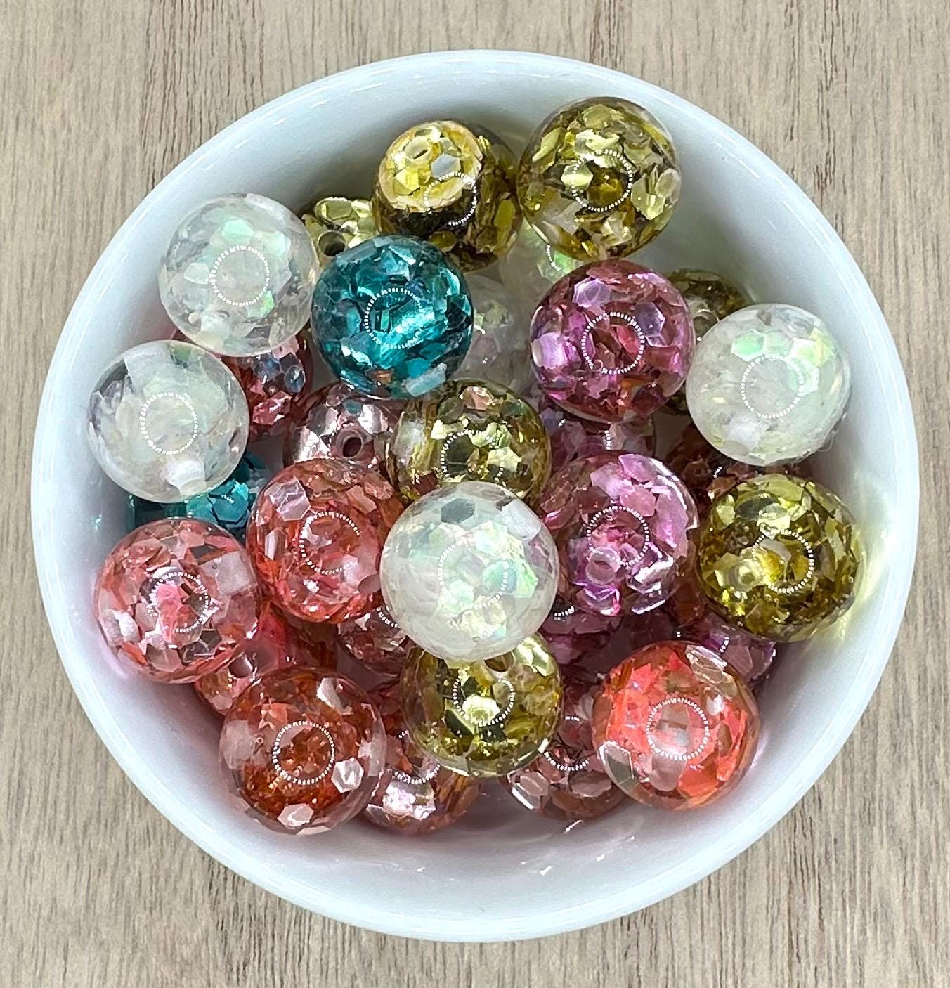 Glitter Acrylic 16mm | 10pcs Round Acrylic Beads