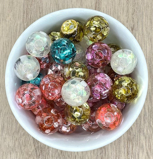 Glitter Acrylic 16mm | 10pcs Round Acrylic Beads