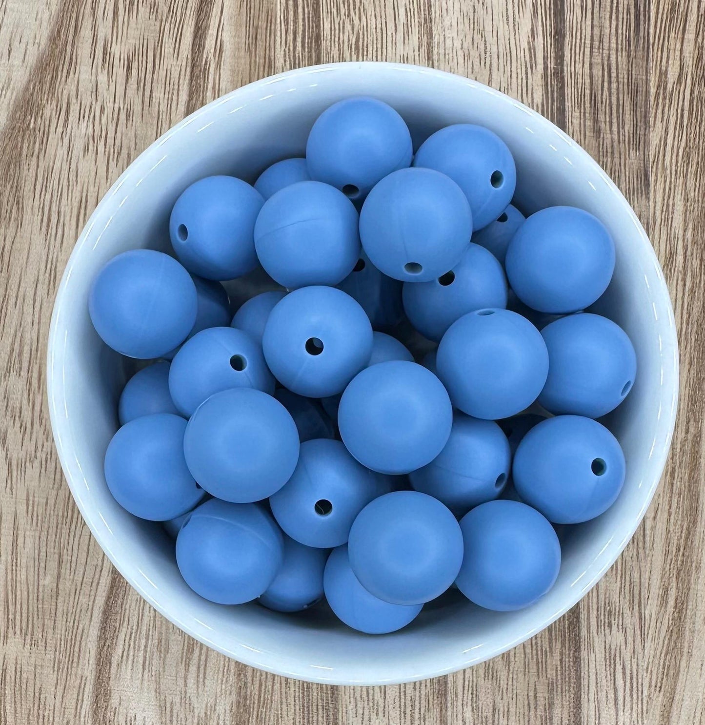 Boho Blue Solid 15mm Round Silicone Beads