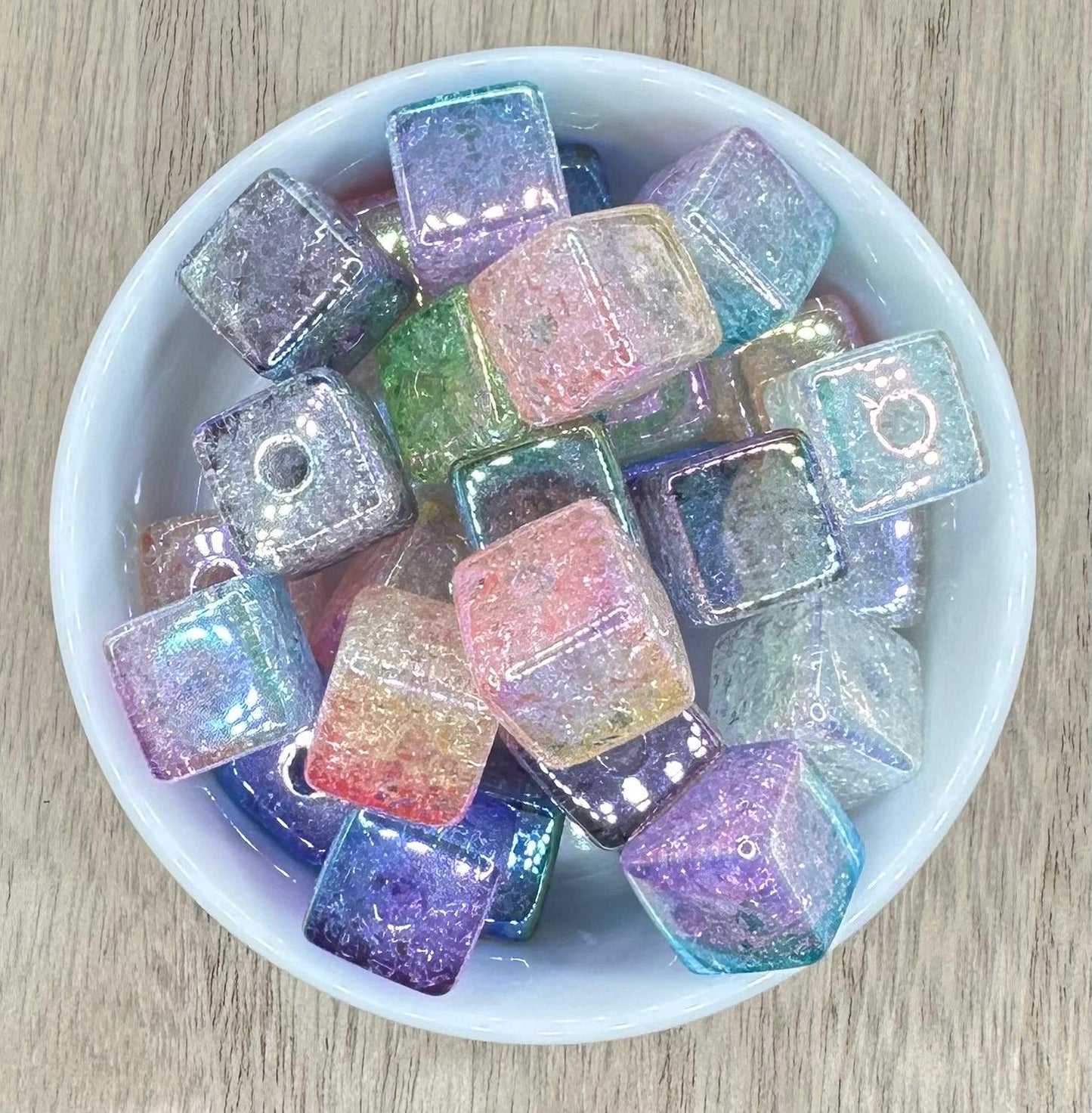 Square Crackle 16mm | 10pcs Acrylic Beads