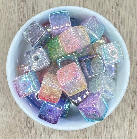 Square Crackle 16mm | 10pcs Acrylic Beads