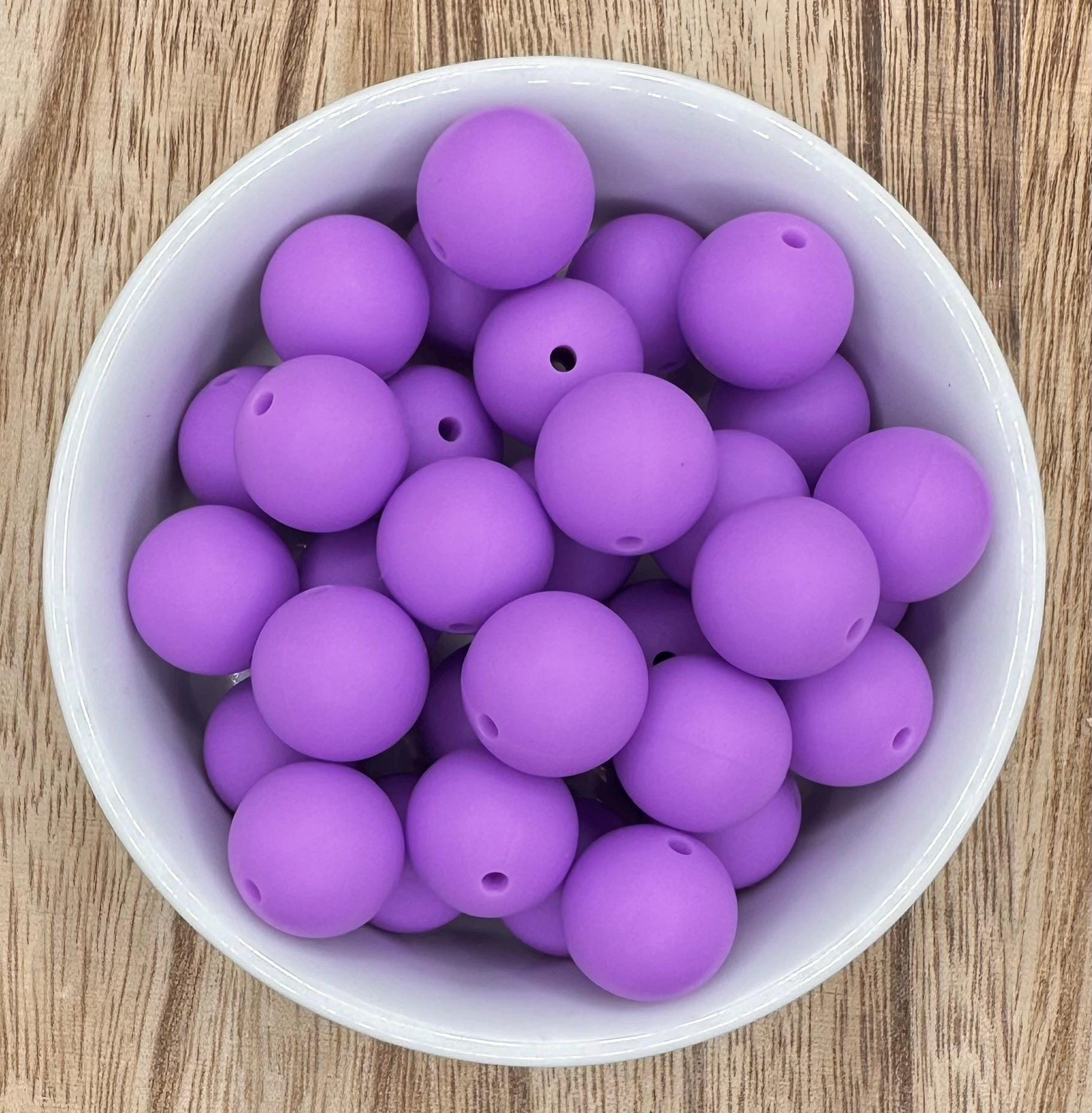 Purple Solid 15mm Round Silicone Beads