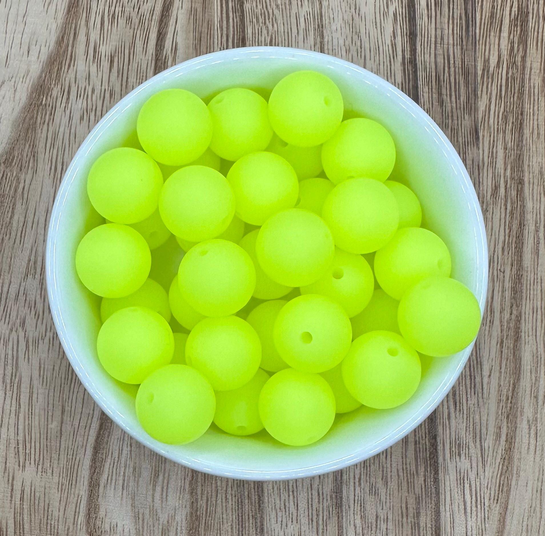Highlighter Yellow | Neon 15mm Round Silicone Beads