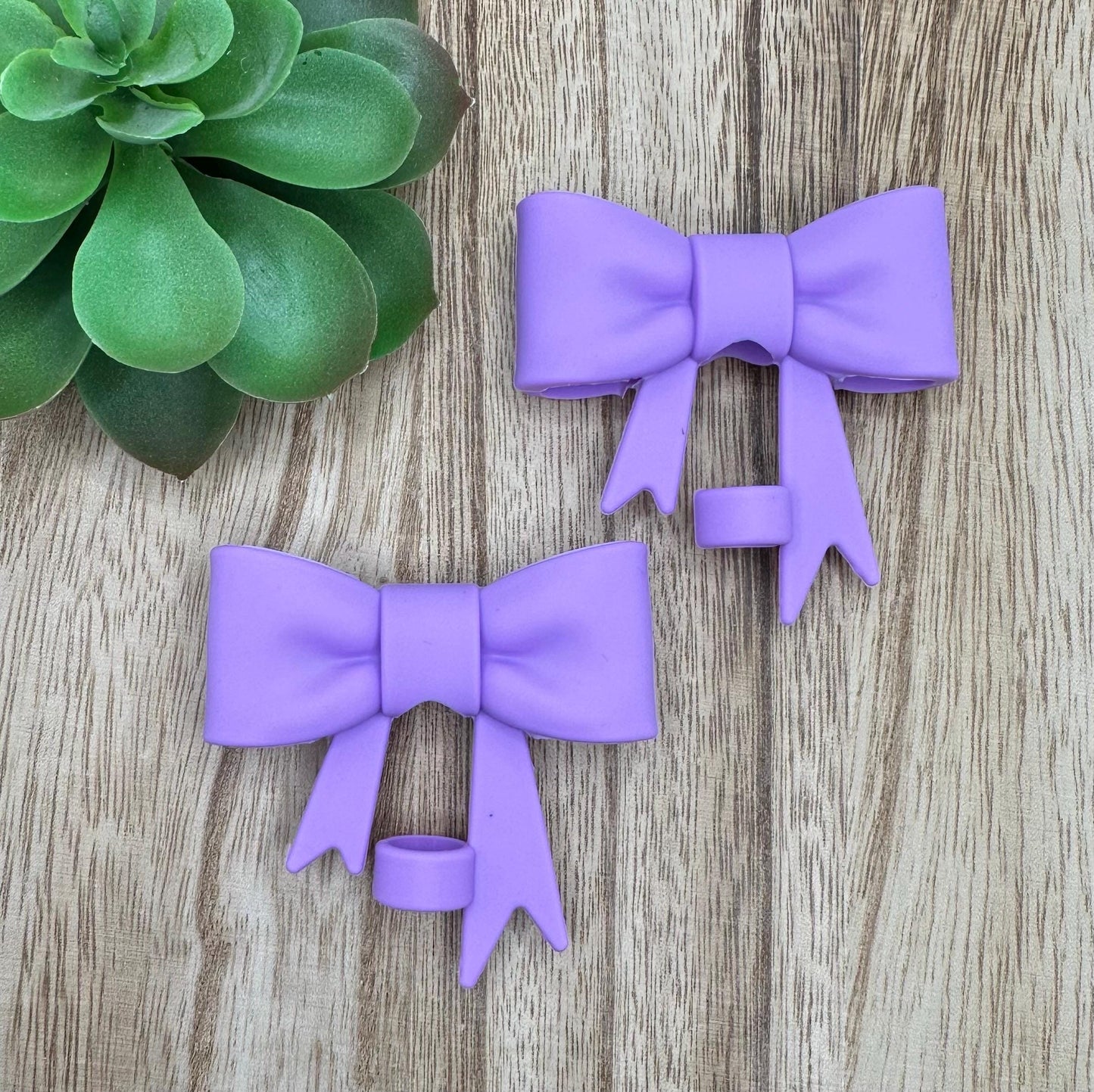 Purple Matte Pink Bow Straw Topper: Food-Grade Silicone Dust Cover