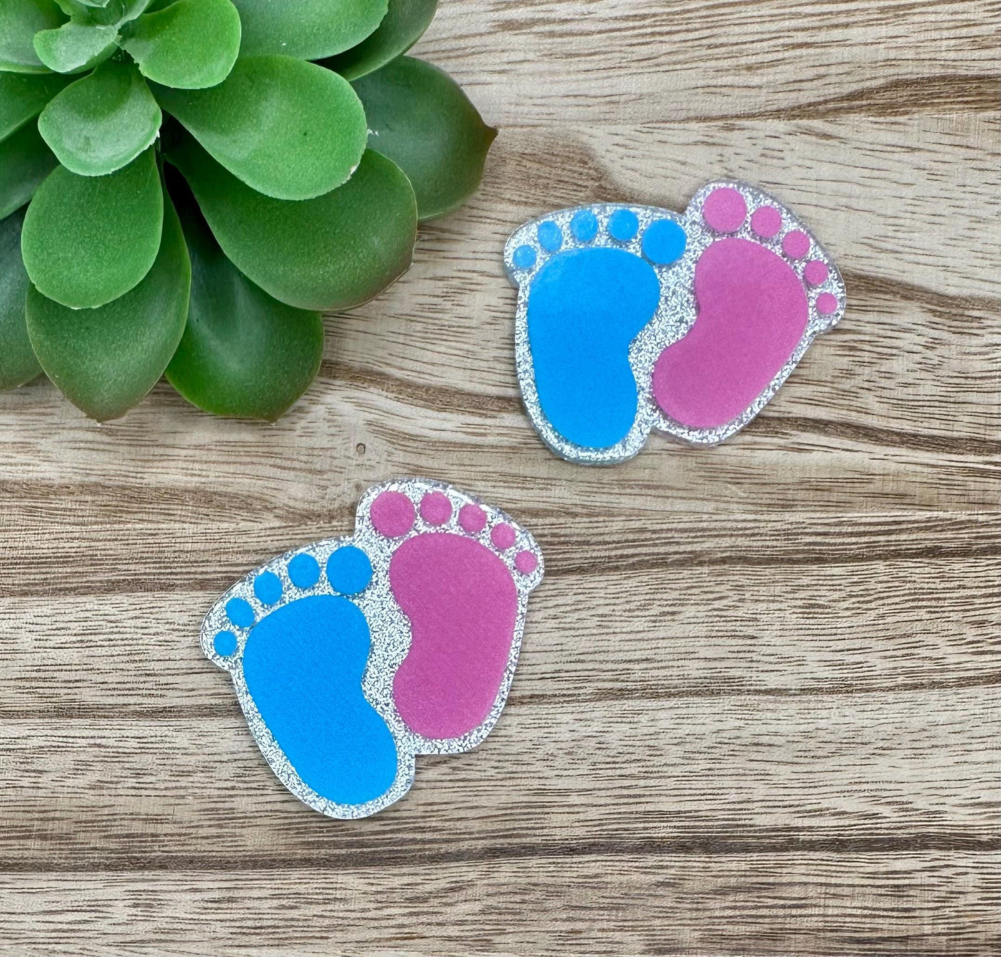 Pink and Blue Baby Foot Prints | Acrylic Flat Back Planar