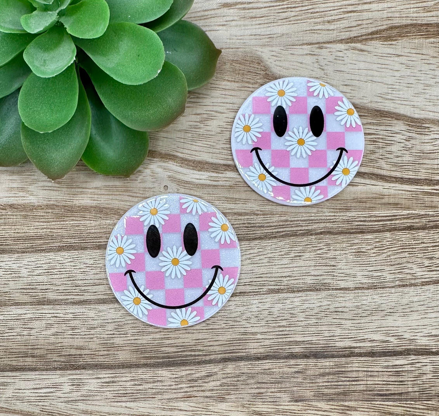 Smiley Checkered | Acrylic Flat Back Planar