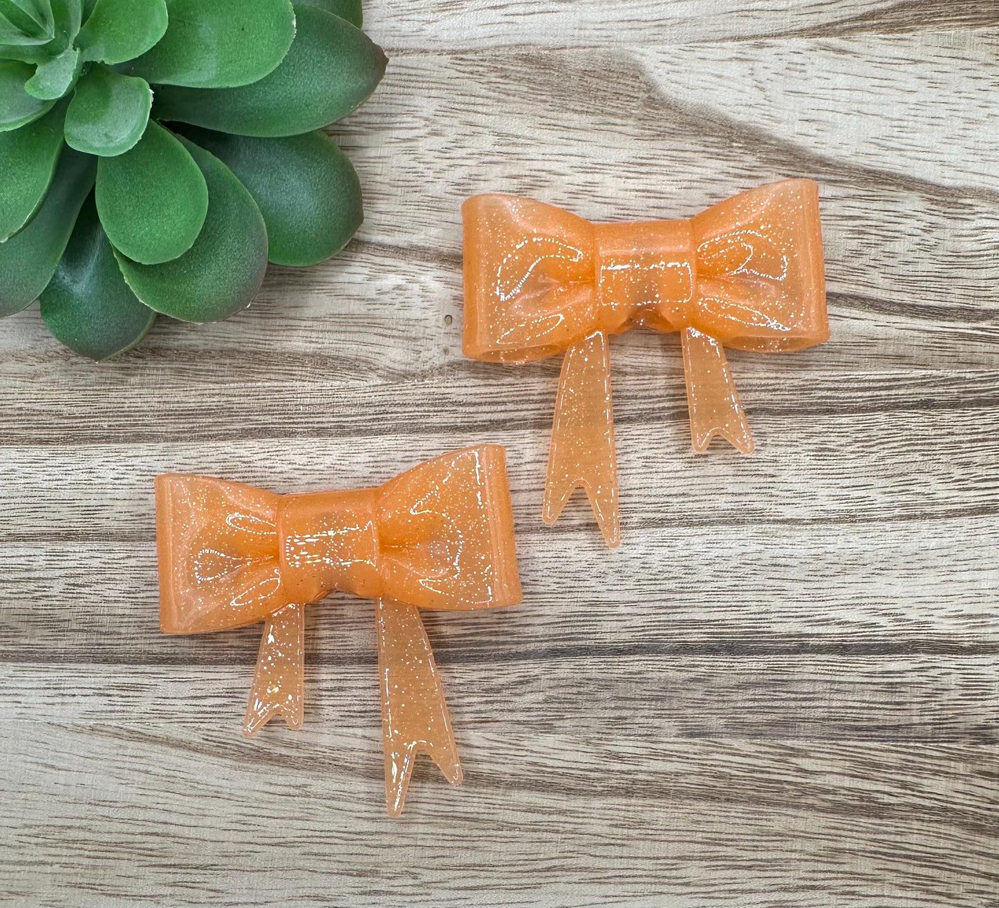 Orange Fine Glitter Glossy Bow Focal/Straw Topper: Food-Grade Silicone Dust Cover
