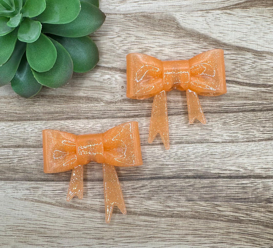 Orange Fine Glitter Glossy Bow Focal/Straw Topper: Food-Grade Silicone Dust Cover